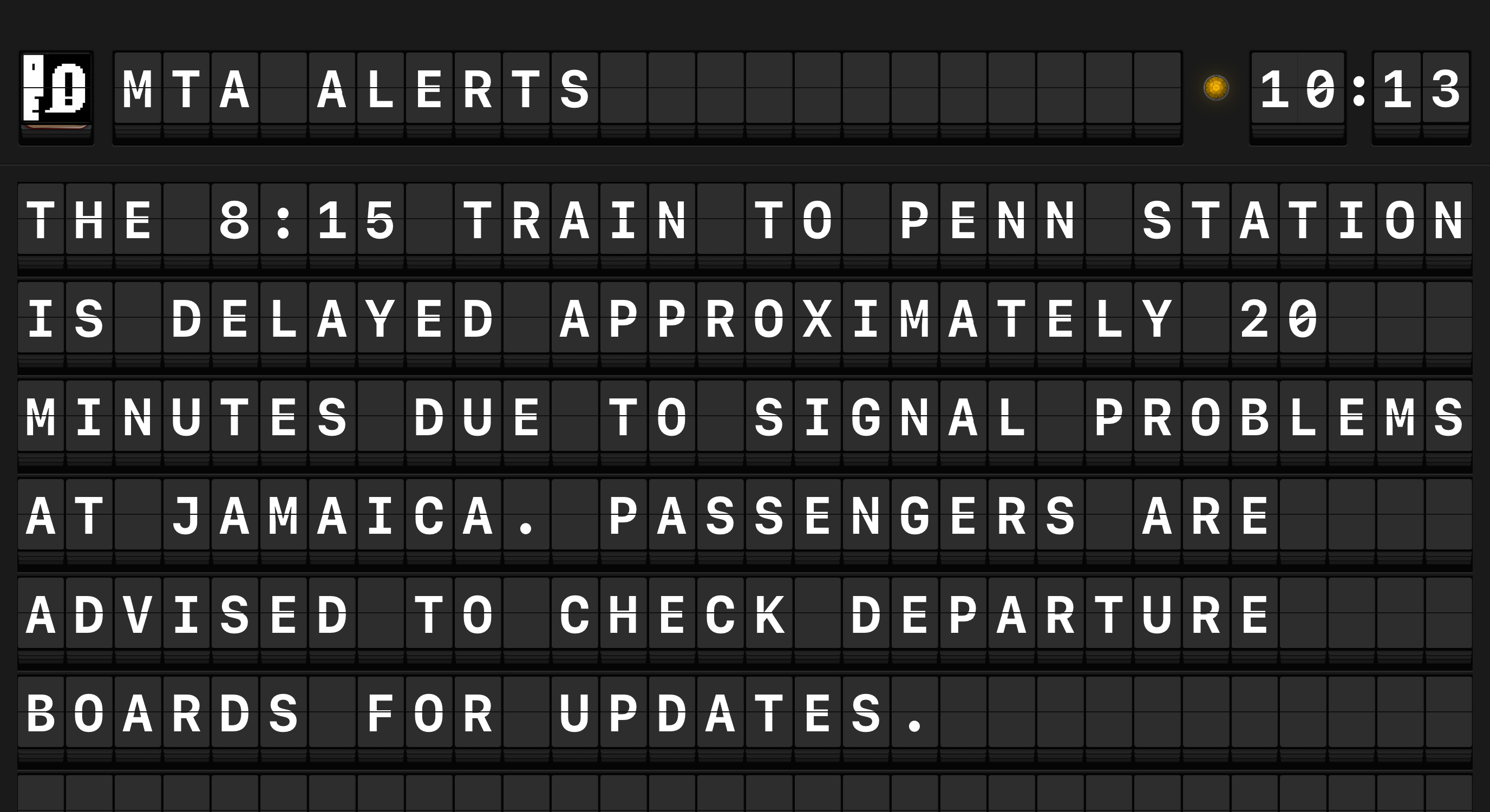 Message displayed on the board