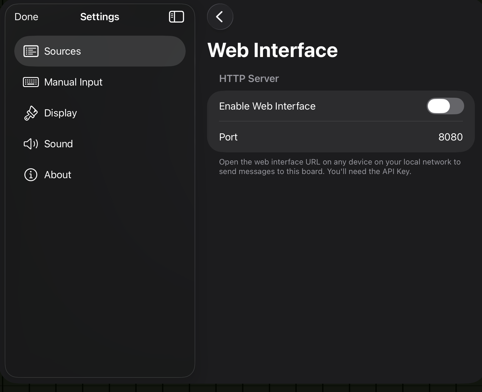 Local server web interface