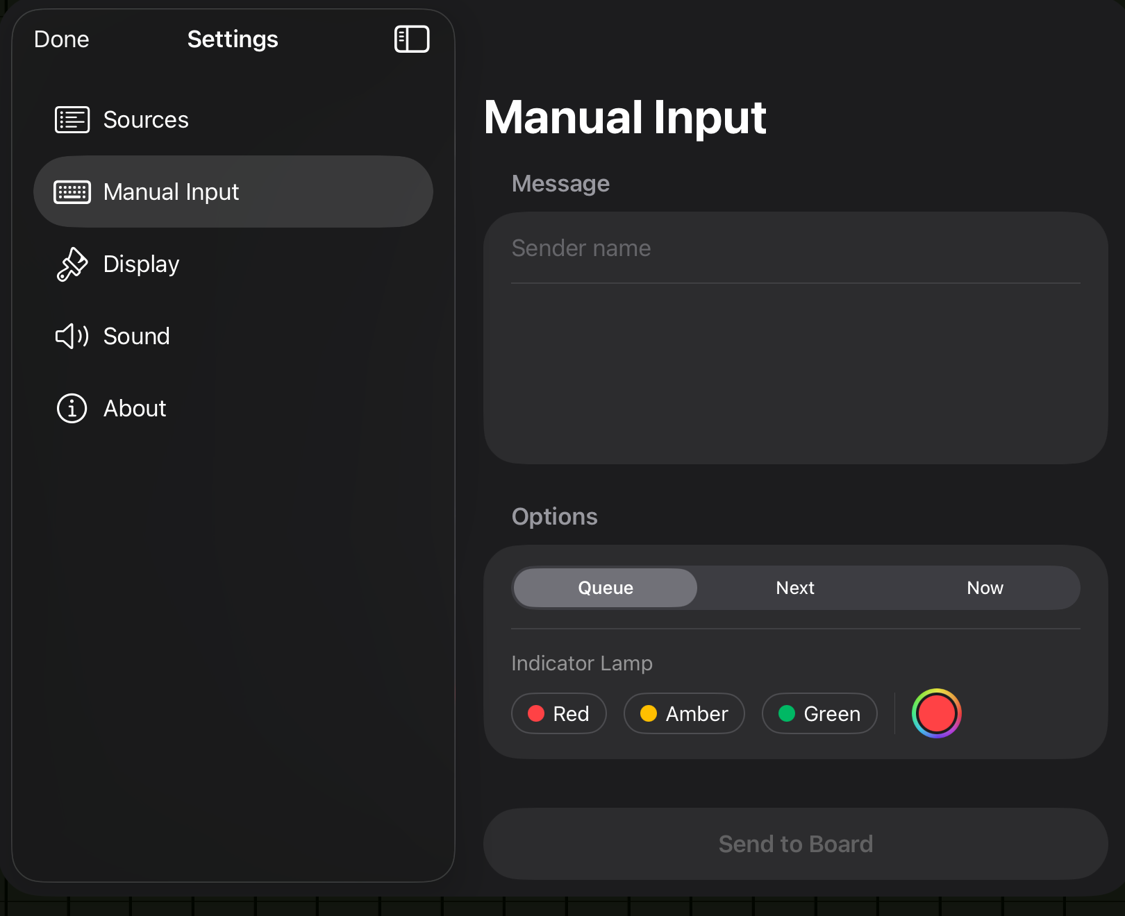 Manual input form
